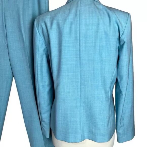 Pendleton Women's Pant Suit Virgin Wool 2 Piece Jacket Blazer Turquoise Blue VTG - Picture 2 of 9
